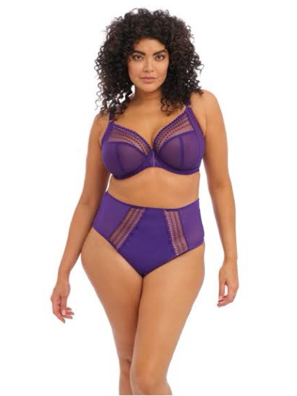 BNWT Elomi Matilda Plunge Bra, UK32H/US32K & Matching Full Brief Panty, Large